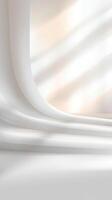 Bright sunlight casting window. shadows across dramatic white staircase near minimalist Abstract background photo