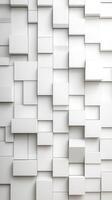 White rectangular blocks protruding from wall creating an abstract geometric pattern. Abstract background photo