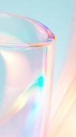 Iridescent with cylinder gleaming glass soft pastel reflections, generating dynamic abstract visual texture. Abstract background photo