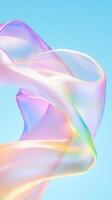 Soft pastel wave rippling across pale blue background blending gradient tones in fluid, graceful motion. Abstract backdrop, photo