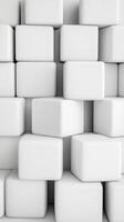 White rectangular blocks protruding abstract wall creating from an geometric pattern. Abstract background photo
