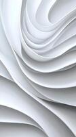 Smooth white layers cascading, generating depth and design movement through elegant, dynamic architectural fluid elements. Abstract background photo