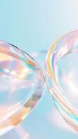 Abstract glass cylinder gleaming with soft pastel reflections, generating dynamic abstract visual texture. Iridescent background photo