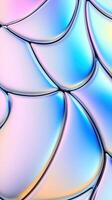 Holographic surface rippling with iridescent metallic hues, generating futuristic visual abstract texture. Abstract background photo