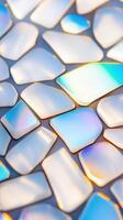 Holographic surface rippling abstract with metallic hues, generating futuristic iridescent visual texture. Abstract background photo