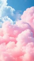 Beautiful pink and white clouds creating a dreamy atmosphere against a vibrant blue sky. Abstract background photo