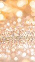 Glowing string lights casting soft bokeh illumination against muted blue background. Abstract background photo