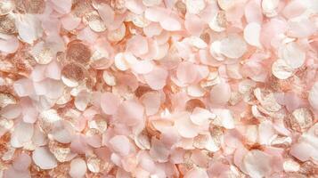 Rose design gold, blush, and ivory confetti forming a celebratory background, perfect for party or festive pink projects happiness photo