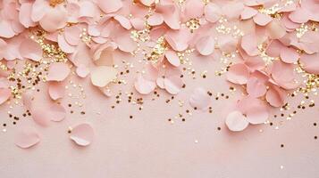 Rose pink gold, blush, and ivory confetti forming a celebratory background, perfect for party or festive design projects happiness banner photo