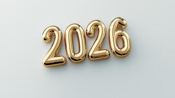 Glowing 3d digits 2026 shimmering amid falling confetti, dark celebratory new year's countdown against representing backdrop photo