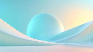 with landscape undulating luminous orb rising behind gentle Pastel hills, embodying tranquil minimalist aesthetic photo