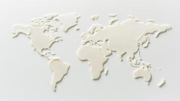 White paint forming a world map on a white background, representing global challenges and awareness environmental photo