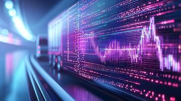 Driverless truck navigating a futuristic highway, data showcasing analysis with vibrant charts and graphs, symbolizing the future of transportation and logistics photo