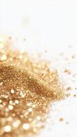 Golden glitter texture creates a festive and elegant background, perfect for celebrations, holidays, or luxurious designs photo