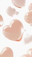 Shimmering pink hearts overlapping white background, forming decorative romantic pattern love symbolizing and affection photo
