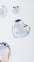 a crystal Shiny floating on hearts light background, creating a romantic and dreamy atmosphere photo