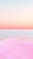Soft pink ocean mirroring golden sunset, radiating serene tranquility ethereal luminescence against twilight horizon photo