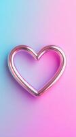 Chrome heart shape on gradient changing background representing love, affection, and valentine's day photo