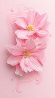 Pink hibiscus blossoms floating against background, watercolor soft showcasing delicate floral composition with gentle paint strokes photo