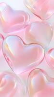 Shimmering overlapping hearts symbolizing white background, forming decorative romantic pattern pink love and affection photo