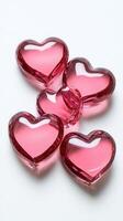 romantic pink hearts overlapping white background, forming decorative and pattern symbolizing love Shimmering affection photo