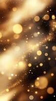 waves particles flowing and forming abstract Golden on a dark background, creating a luxurious and elegant atmosphere photo