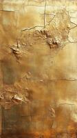 Weathered gold wall with cracking, intricate revealing textural layers of aged patina and architectural decay photo