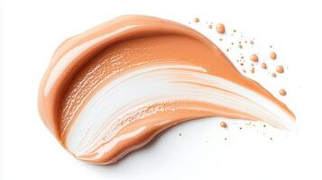 Vibrant orange cosmetic gel splashing, generating dynamic bubbles skincare highlighting product freshness and movement photo