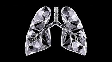 White wireframe lungs on respiratory black represent the background system and its importance in breathing and overall health photo