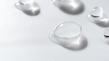 Transparent bubbles creating foam on a white background, perfect for backgrounds, textures and cosmetic projects photo
