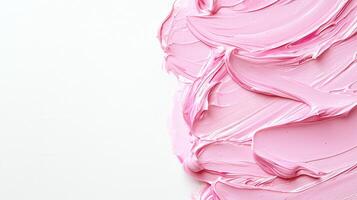 Pink paint splashing, dripping across white canvas, creating textured artistic background with vibrant creative expression photo