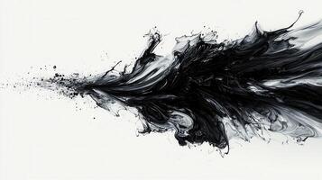 Abstract black and white design creating ink flowing and with with white paint, mixing a dynamic and artistic visual photo