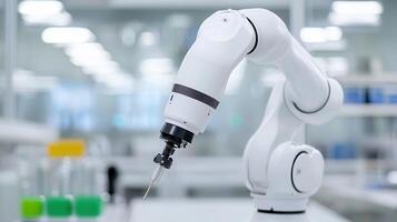 precise arm performing in manufacturing tasks, symbolizing advanced automation Robotic modern industrial production environment photo
