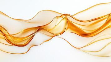 Golden streaming, spreading across white background, forming patterns liquid dynamic photo