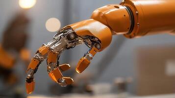 manufacturing arm performing precise automation tasks, symbolizing advanced Robotic in modern industrial production environment photo