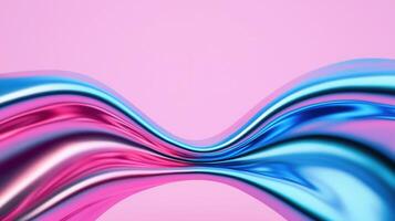Metallic pink and blue waves curving, fluid, soft pastel backdrop with blending dynamic motion photo