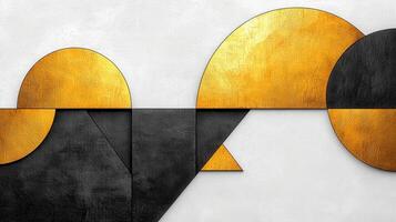 Black and gold geometric shapes forming pattern contemporary abstract sleek, with luxurious visual elegance photo
