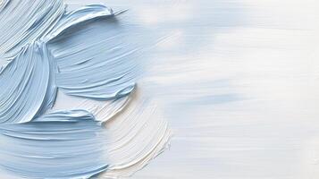 Thick paint strokes space light blue and white creating an abstract textured background with copy in photo