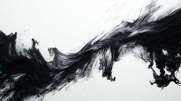 Abstract black white and design with ink flowing and mixing with white paint, creating a dynamic and artistic visual photo