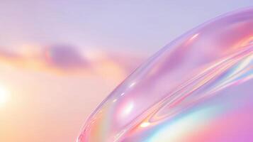 Holographic pastel rainbow fabric iridescent with an shimmering effect, resembling the enchanting skin of a unicorn in vibrant colors photo