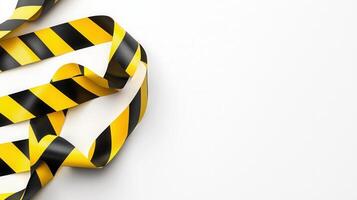 Yellow caution tape curving white across surface, signaling potential hazard or restricted area photo