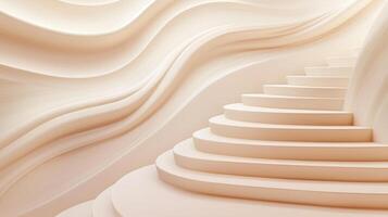 Smooth curved staircase rising in a modern abstract architectural space with soft light luxurious flowing lines, creating a and and elegant atmosphere photo
