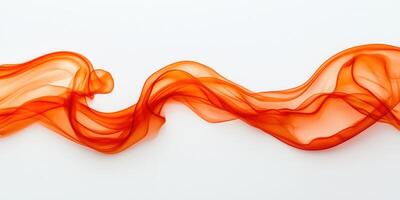 Vibrant orange fabric cascading gracefully, draping with elegant movement against pristine white backdrop, embodying fluid sophistication photo