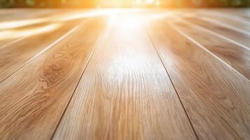 Sunlight is creating shadows on a light brown wooden floor, showcasing the grain wood natural and texture photo