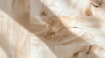 Sunlight is creating shadows floor, a light brown wooden the showcasing on natural wood grain and texture photo