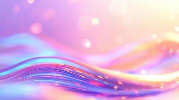 Abstract blurred holographic rainbow foil forming beautiful curved waves, perfect for modern and futuristic designs photo