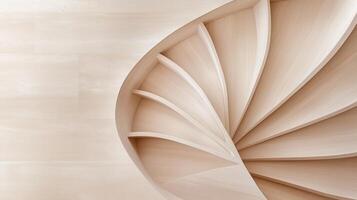 Sleek beige spiral white winding staircase minimalist through interior, architectural elegance photo