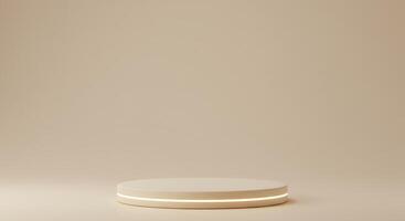 A white table with a circular light on top photo
