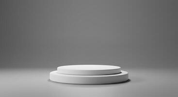 White pedestal on a gray background 3d render photo