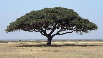 A large tree in the middle of a field photo